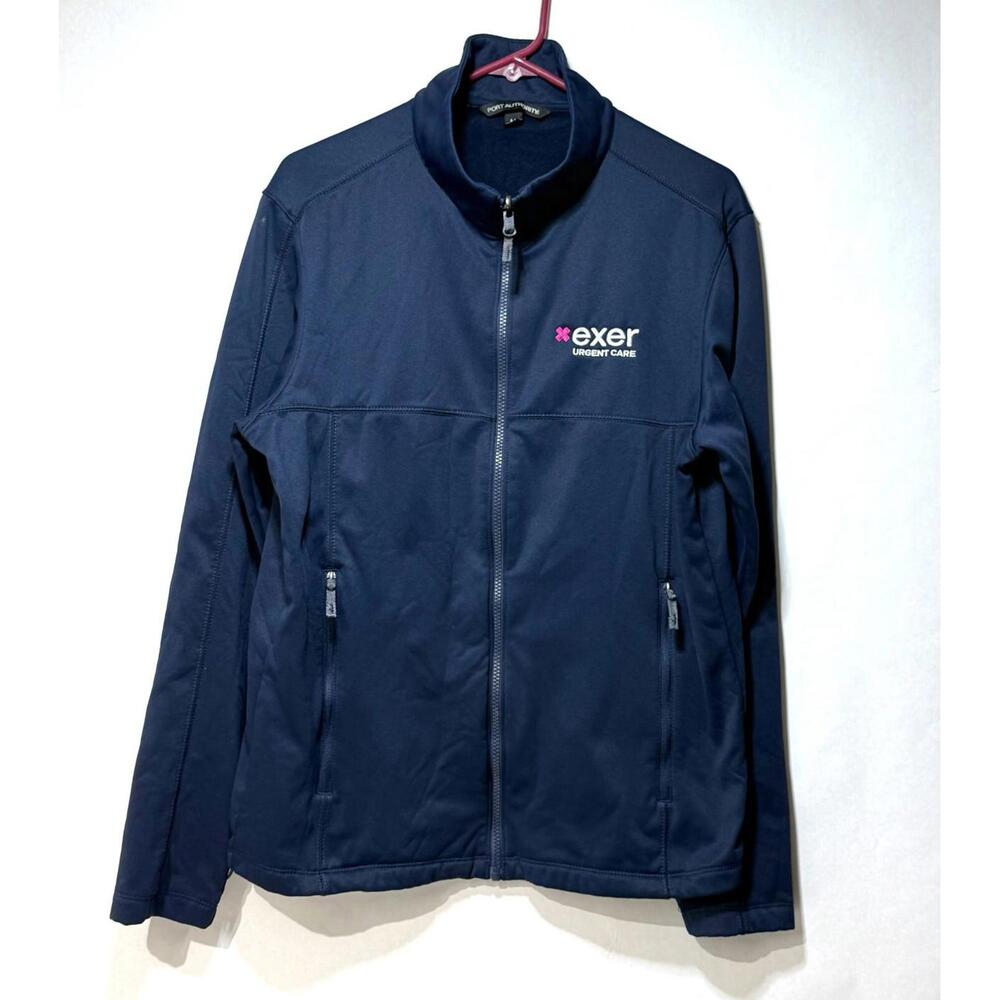 Port Authority Exer Urgent Care Jacket Men's Medium Navy Blue Fleece Full Zip